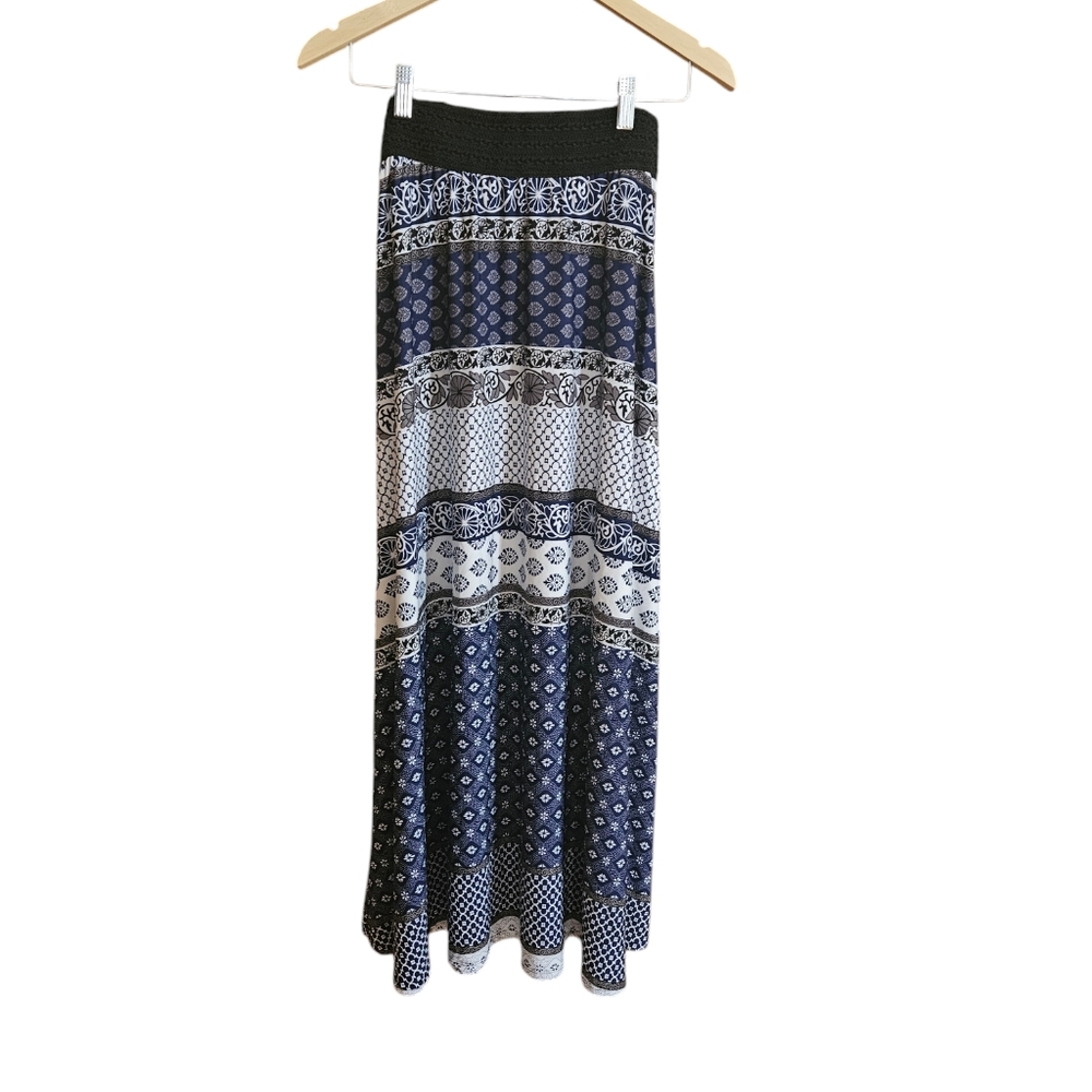 Robert Louis Blue White Maxi Skirt M